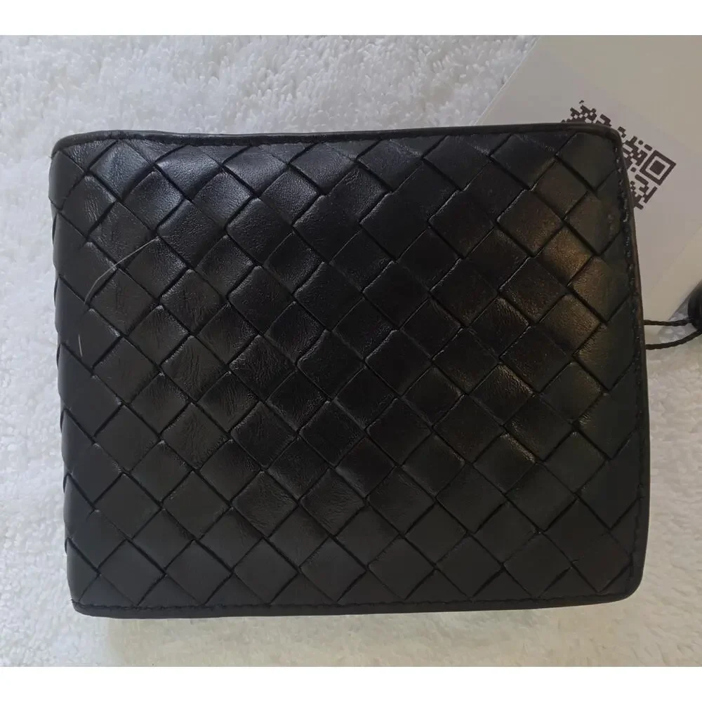 Bottega Veneta Men's Black Woven Bifold Folding Wallet Made Italy w/COA